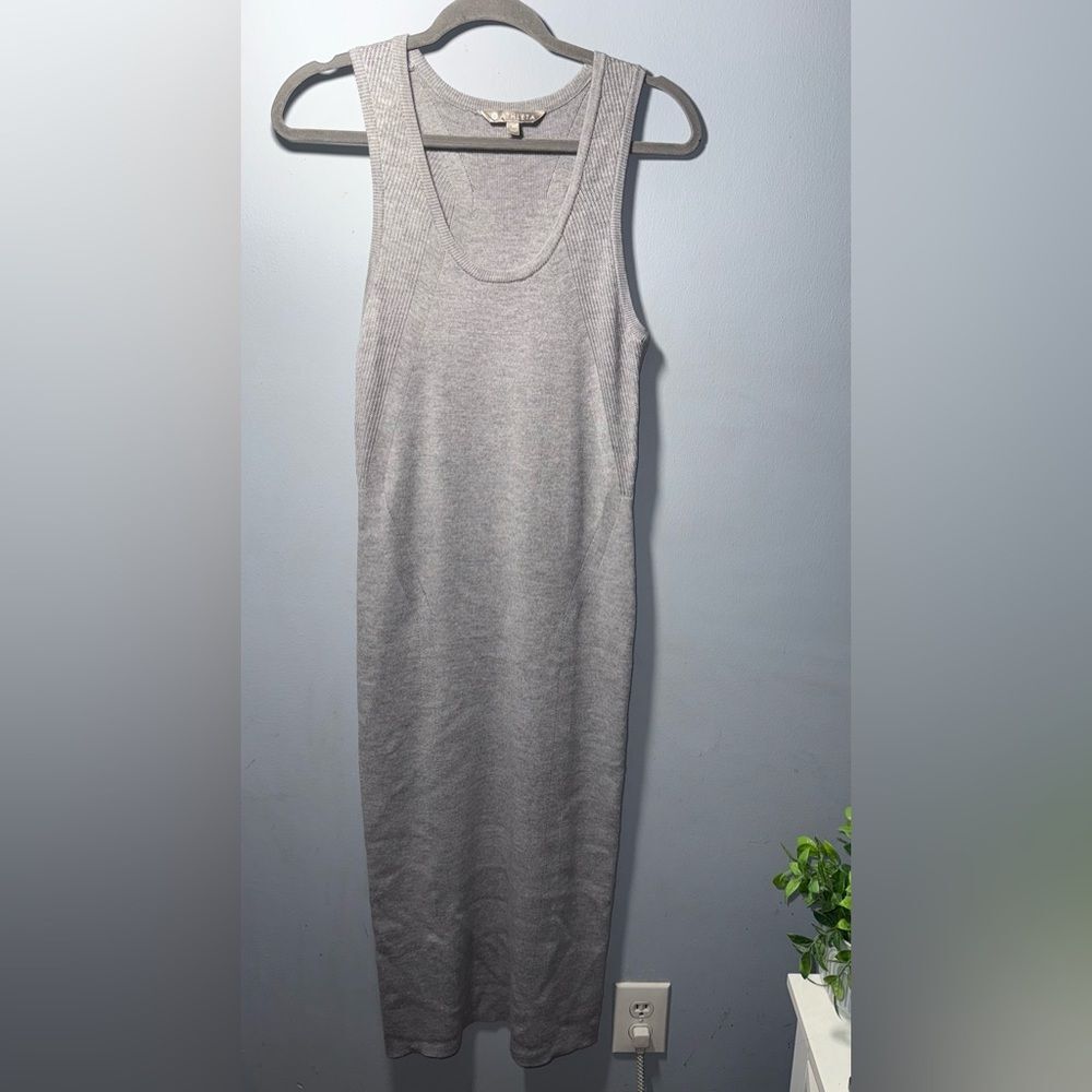 Athleta River Rib Gray Merino Wool Sweater Dress Size Small NWOT